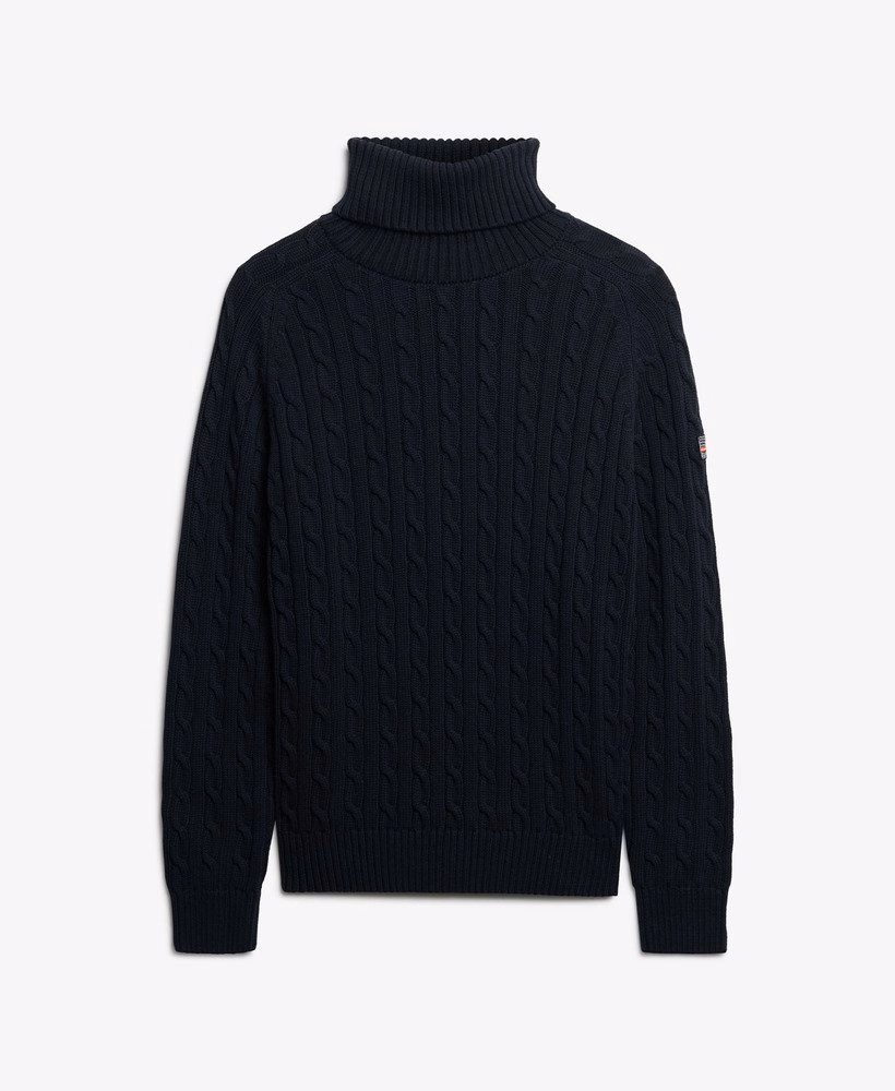 Slouchy Cable Roll Neck Jumper