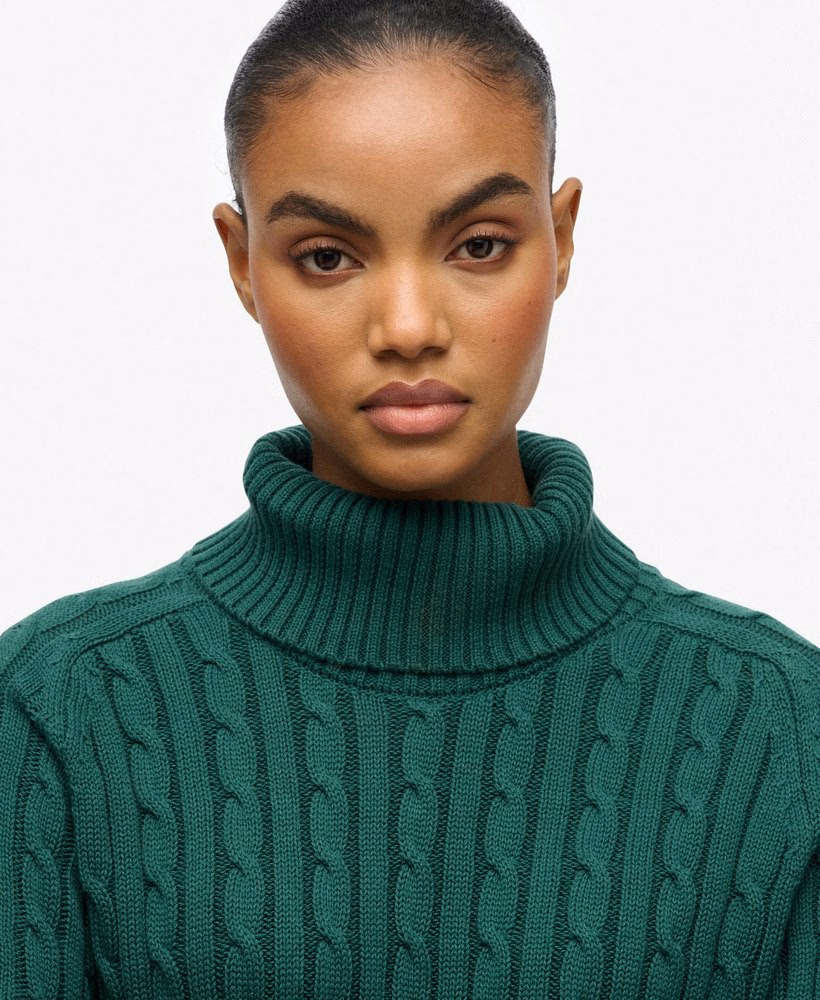 Slouchy Cable Roll Neck Jumper
