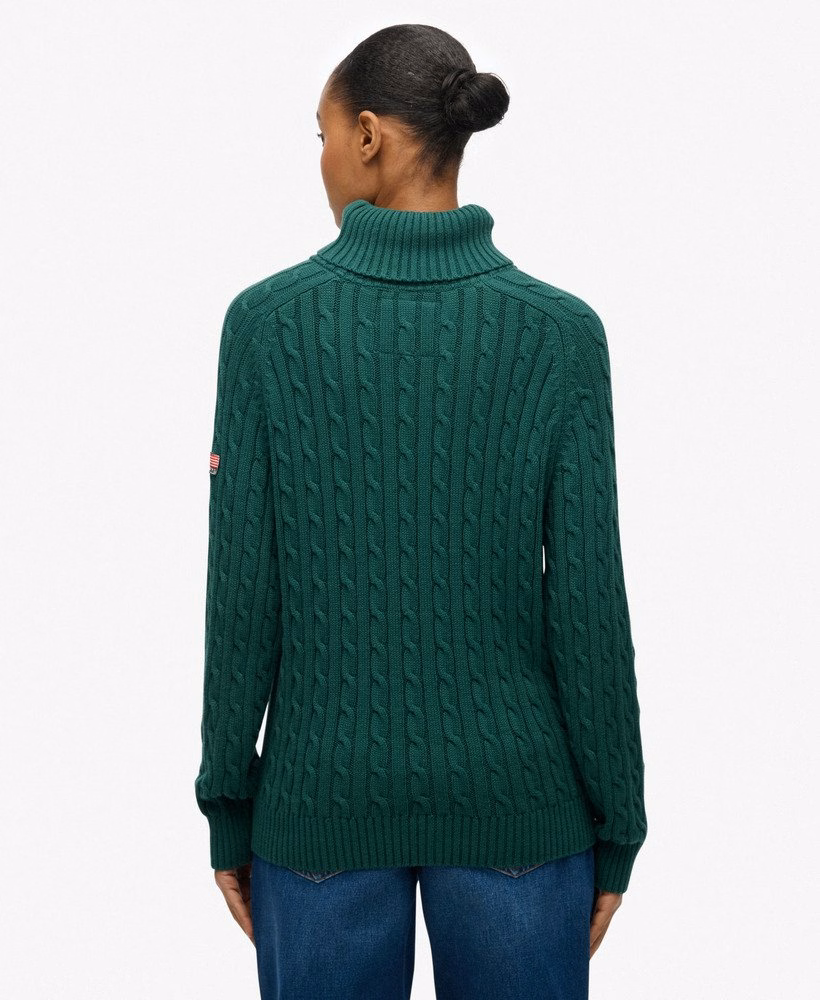 Slouchy Cable Roll Neck Jumper