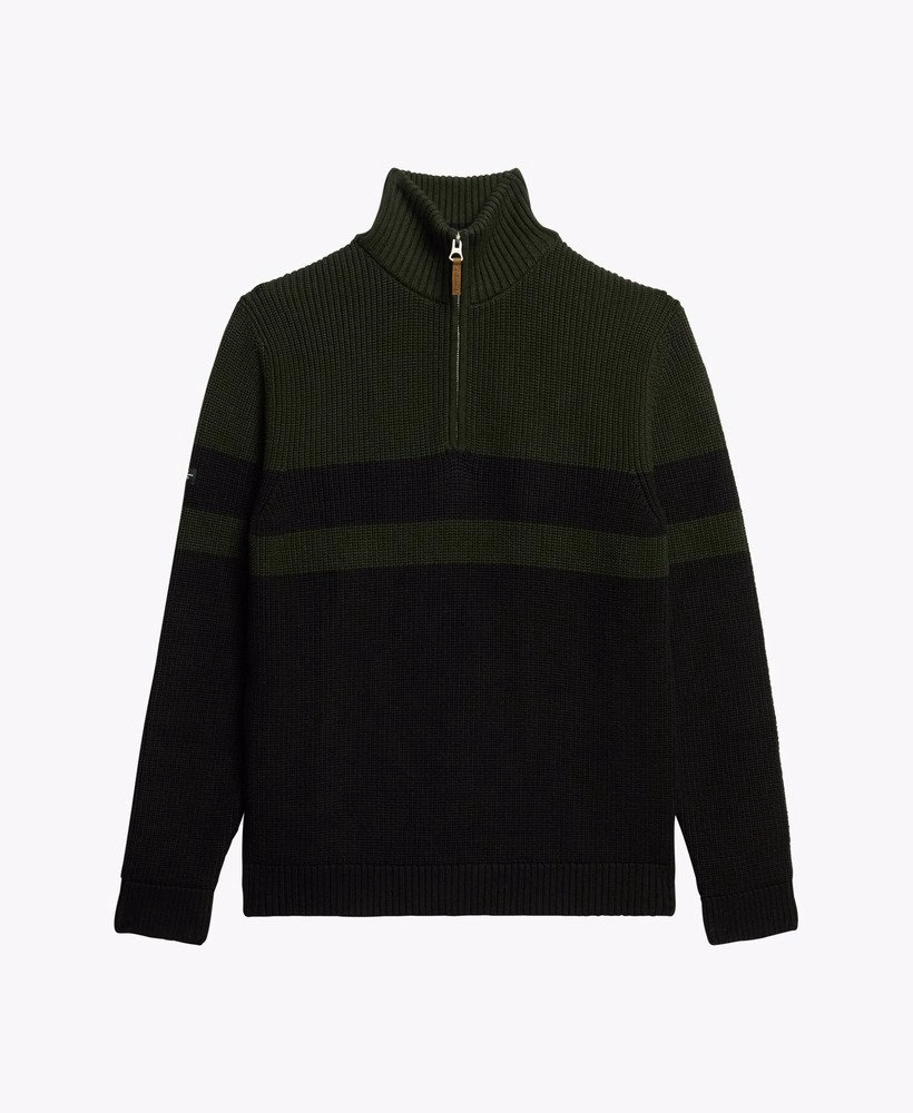 Oversized katoenen trui met klassieke strepen en halve rits