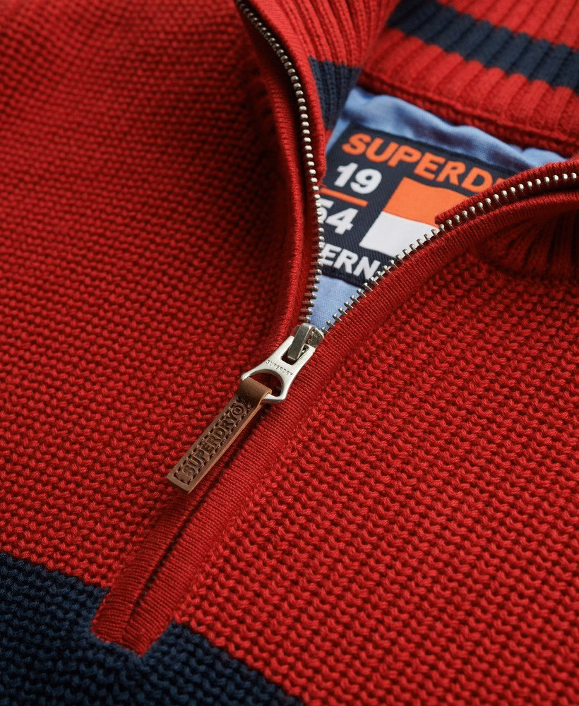 Oversized katoenen trui met klassieke strepen en halve rits
