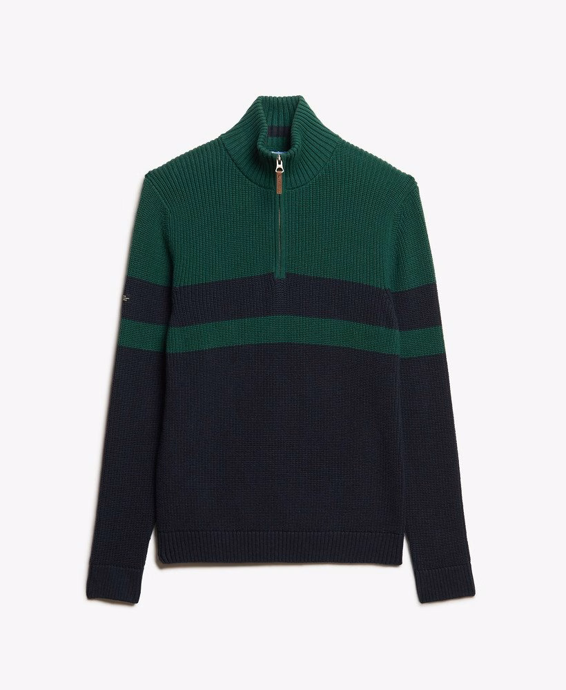 Oversized katoenen trui met klassieke strepen en halve rits