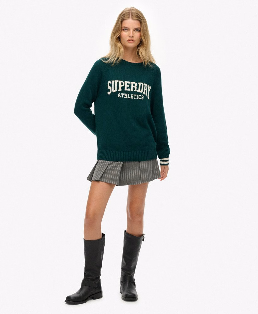 Slouchy gebreide trui met intarsia-print