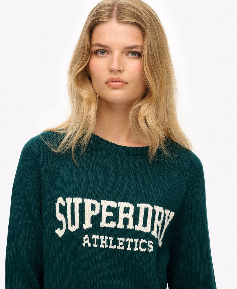 Slouchy gebreide trui met intarsia-print