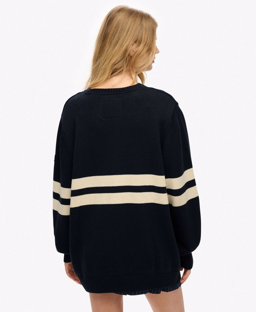 Oversized gestreepte V-hals trui
