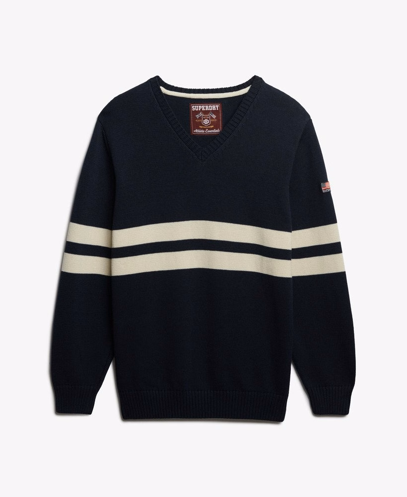 Oversized gestreepte V-hals trui