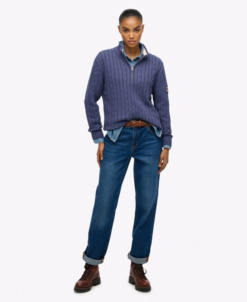 Slouchy Cable Half Zip Jumper