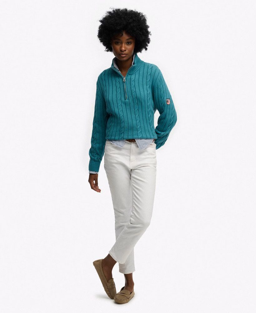 Slouchy Cable Half Zip Jumper