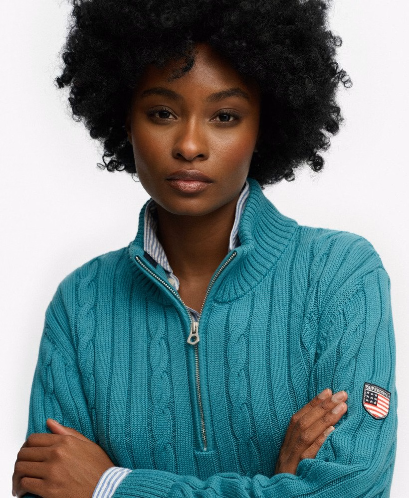 Slouchy Cable Half Zip Jumper
