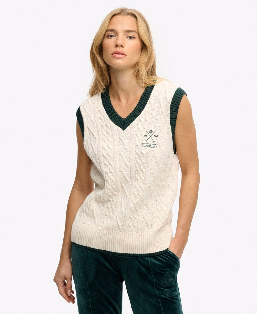 Gebreide tanktop in erfgoedstijl
