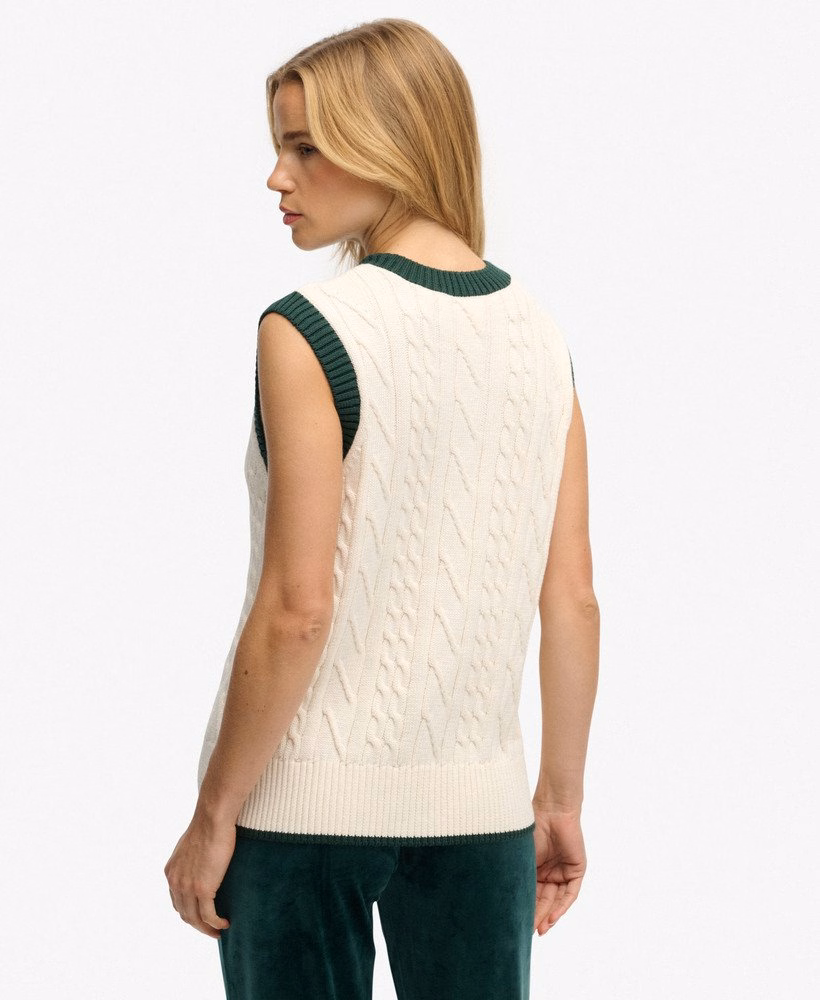 Gebreide tanktop in erfgoedstijl