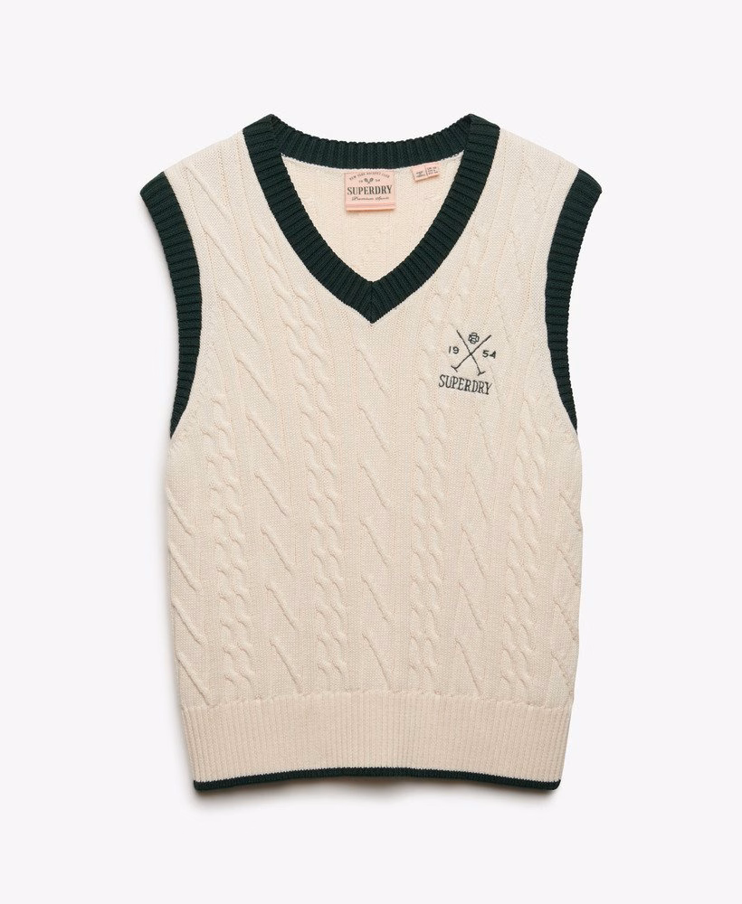 Gebreide tanktop in erfgoedstijl