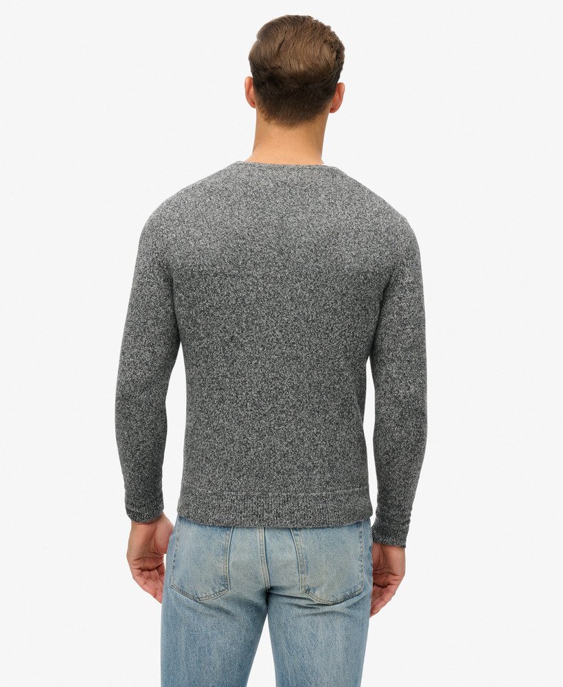 essentiële slim fit trui met ronde hals in donker antraciet jaspe