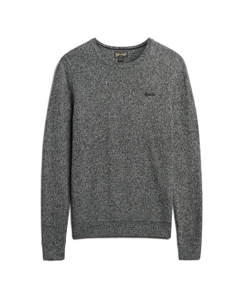 essentiële slim fit trui met ronde hals in donker antraciet jaspe