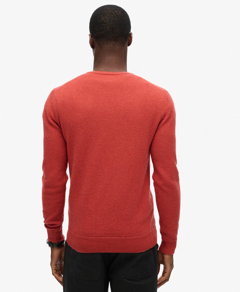 essentiële slim fit trui met ronde hals in paprika-oranje gemêleerd
