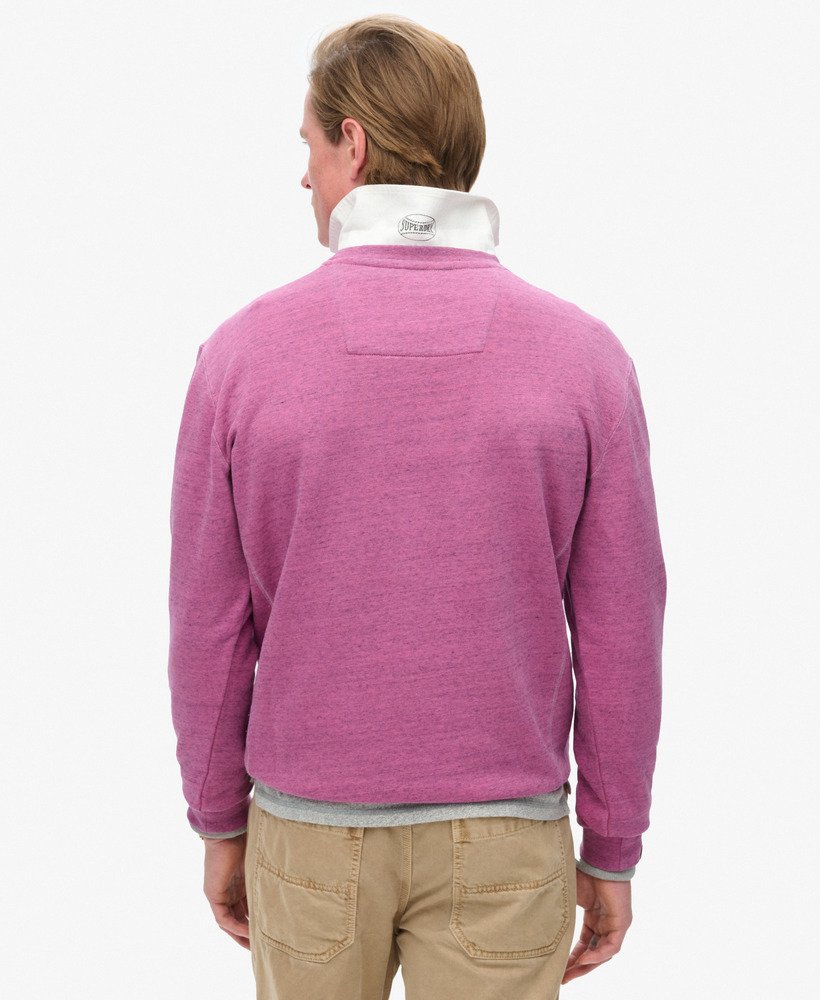 overgeverfde gemêleerde crewneck sweater in shocking pink