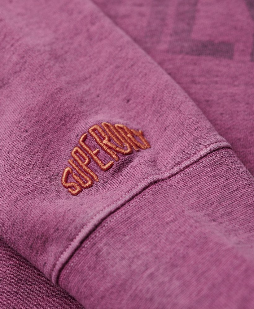 overgeverfde gemêleerde crewneck sweater in shocking pink