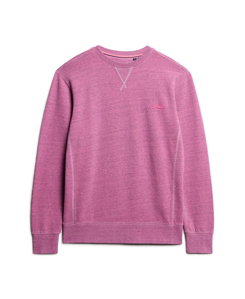 overgeverfde gemêleerde crewneck sweater in shocking pink