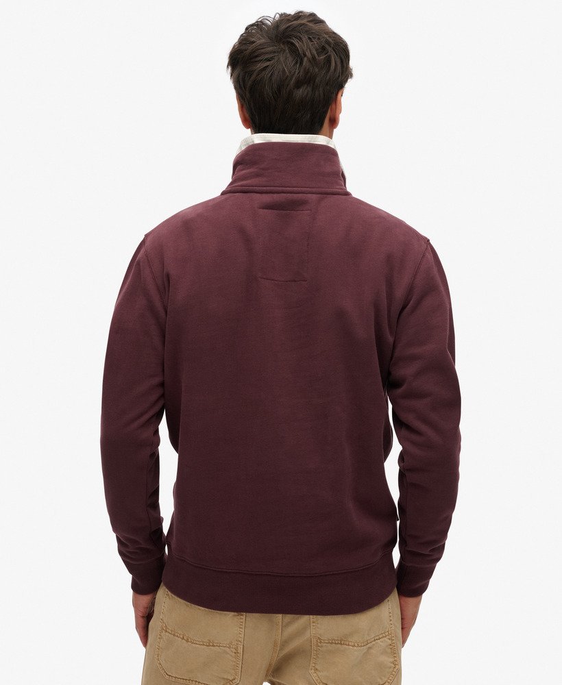 essential logo half zip sweatshirt in een rijke diepe bordeauxrode kleur.