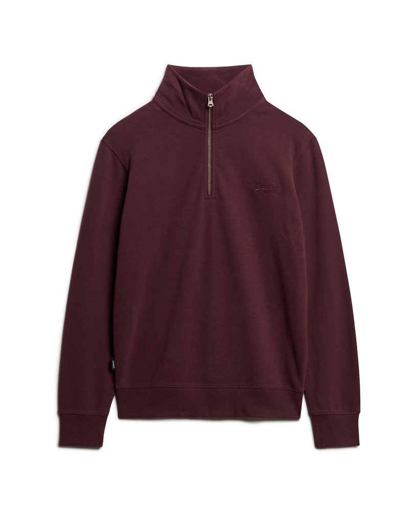 essential logo half zip sweatshirt in een rijke diepe bordeauxrode kleur.
