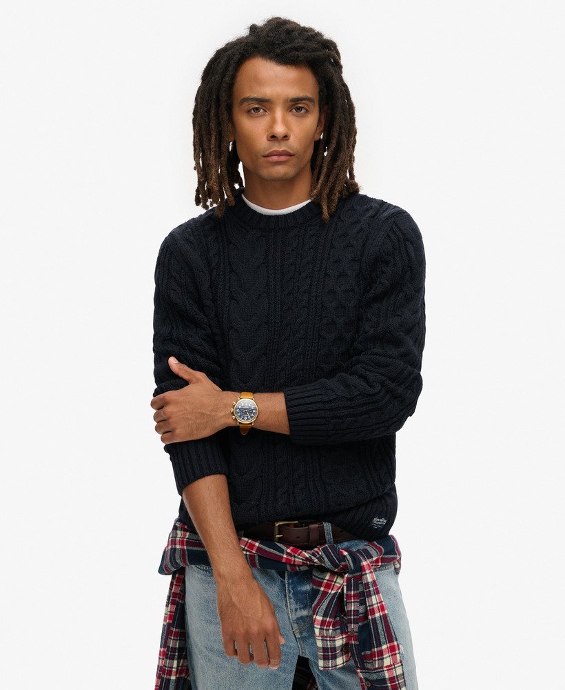jacob kabelgebreide trui in eclipse navy