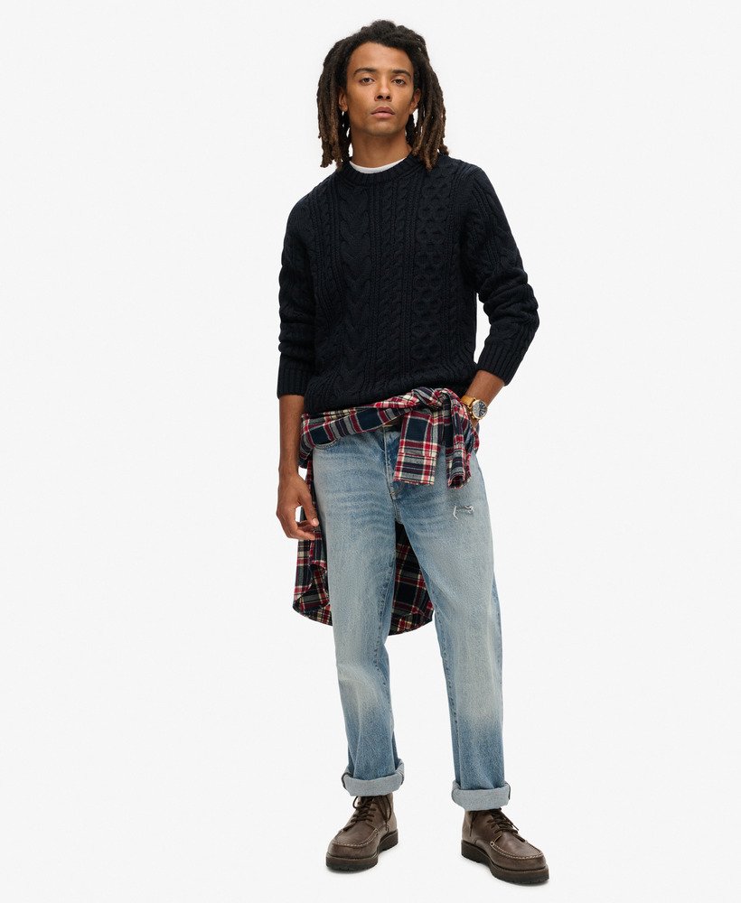 jacob kabelgebreide trui in eclipse navy