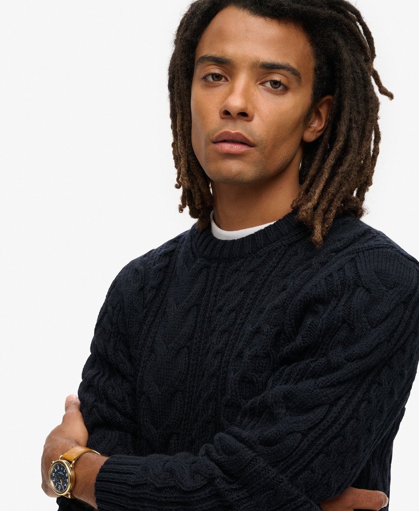 jacob kabelgebreide trui in eclipse navy