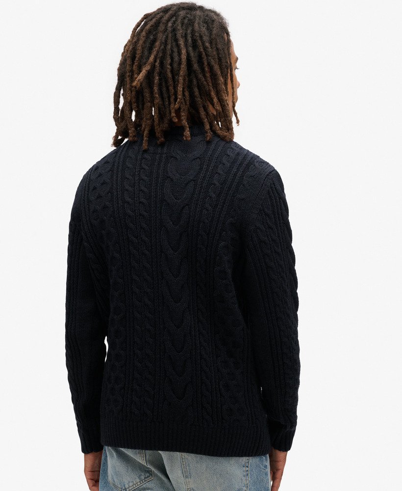 jacob kabelgebreide trui in eclipse navy