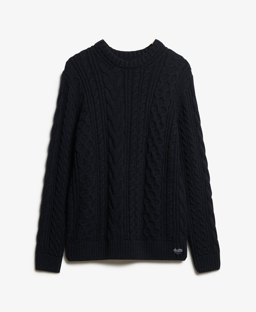 jacob kabelgebreide trui in eclipse navy