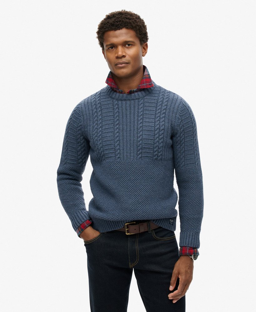 jacob kabeltrui in denimblauw