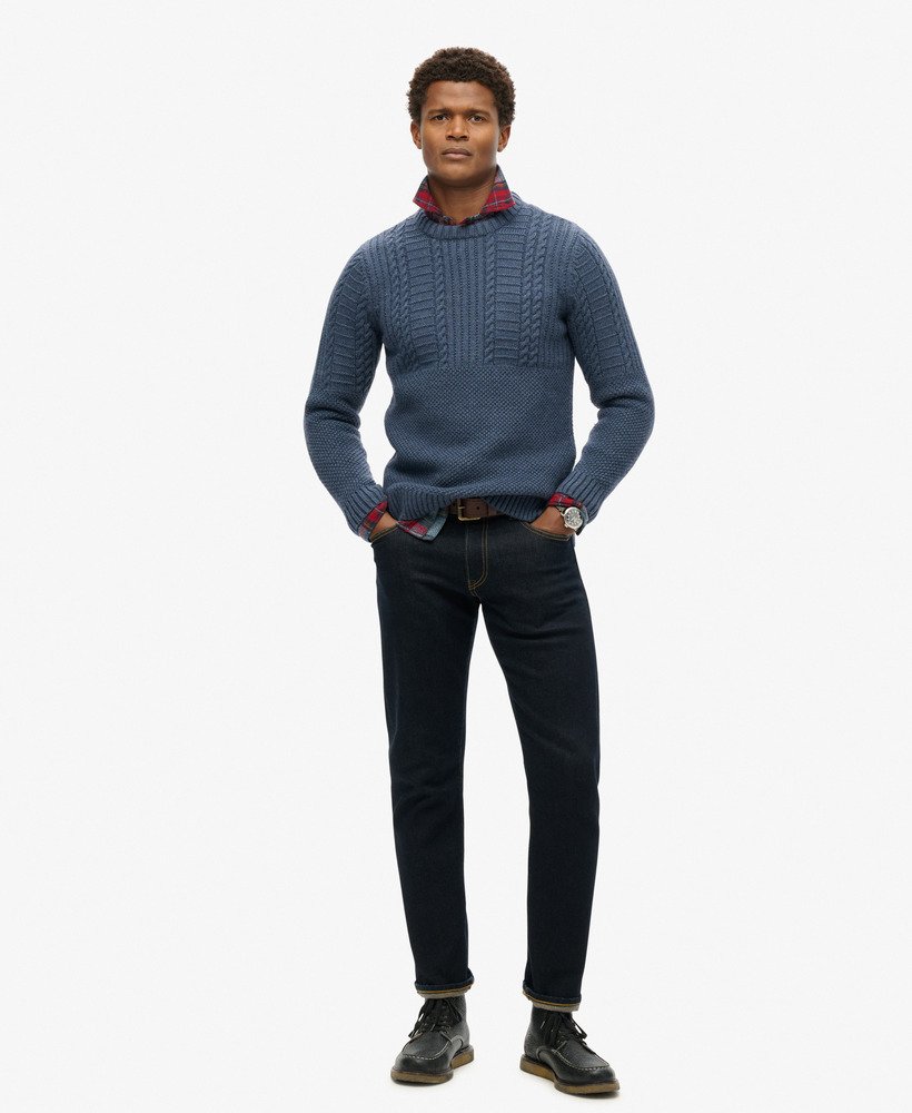 jacob kabeltrui in denimblauw