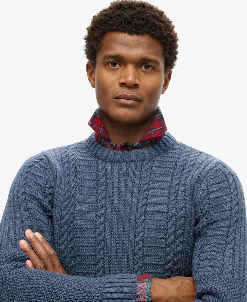 jacob kabeltrui in denimblauw