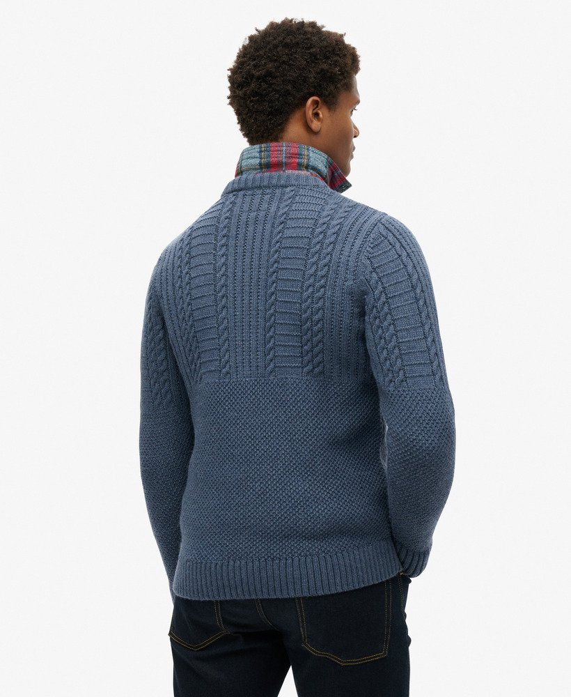 jacob kabeltrui in denimblauw