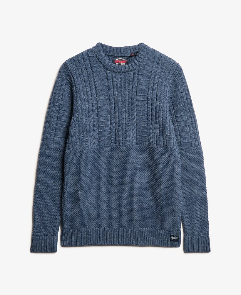 jacob kabeltrui in denimblauw