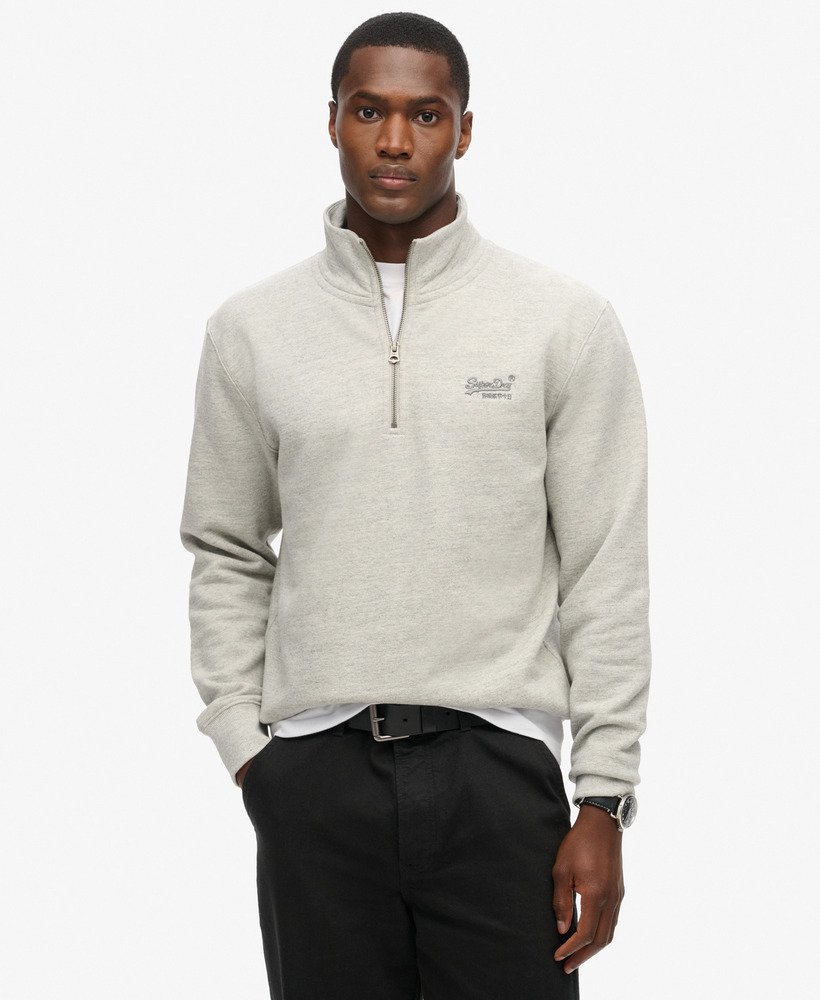 essential logo half zip sweatshirt in varsity grey grindle
