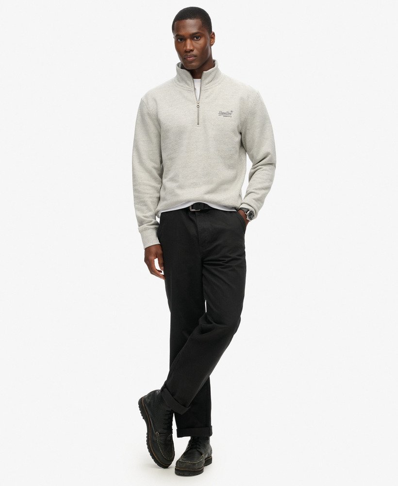 essential logo half zip sweatshirt in varsity grey grindle