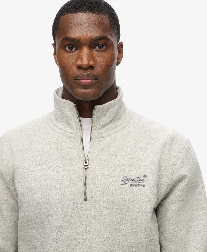essential logo half zip sweatshirt in varsity grey grindle