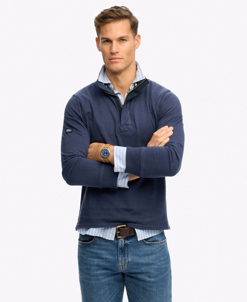 Katoenen klassieke jersey trui met halve rits