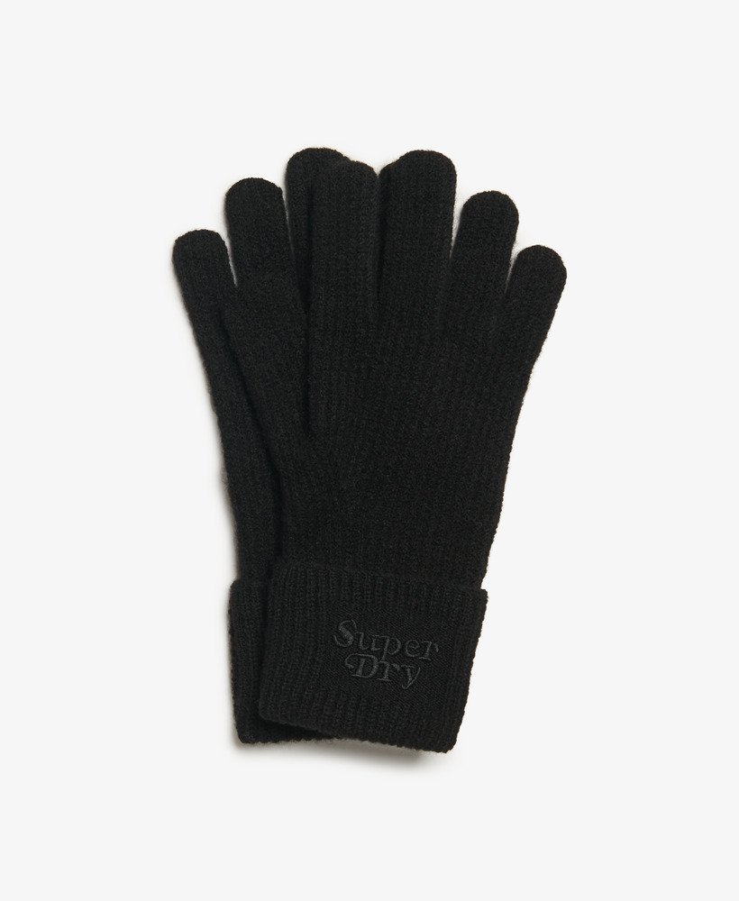 zachte ribgebreide handschoenen in zwart