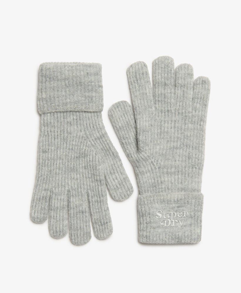 zachte ribgebreide handschoenen in krijtgrijs gemêleerd.