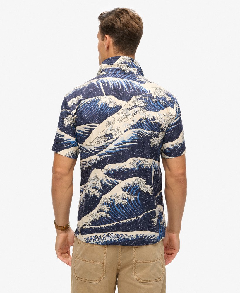 hawaiiaans shirt met korte mouwen in de afbeelding van the great wave.