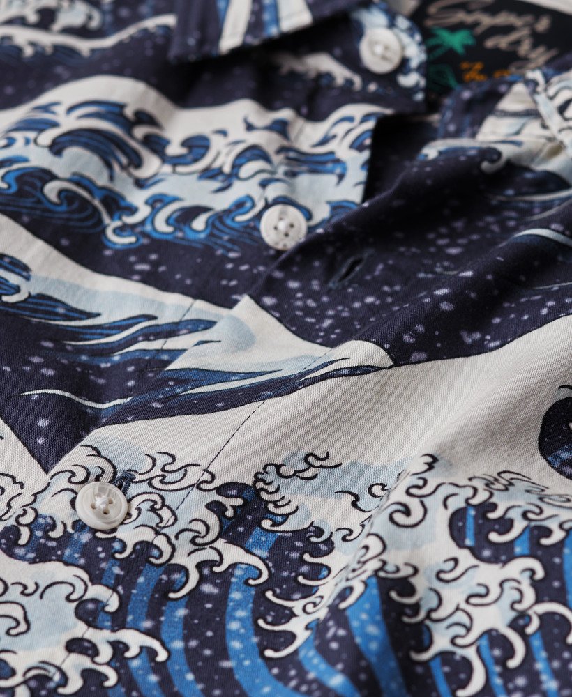 hawaiiaans shirt met korte mouwen in de afbeelding van the great wave.