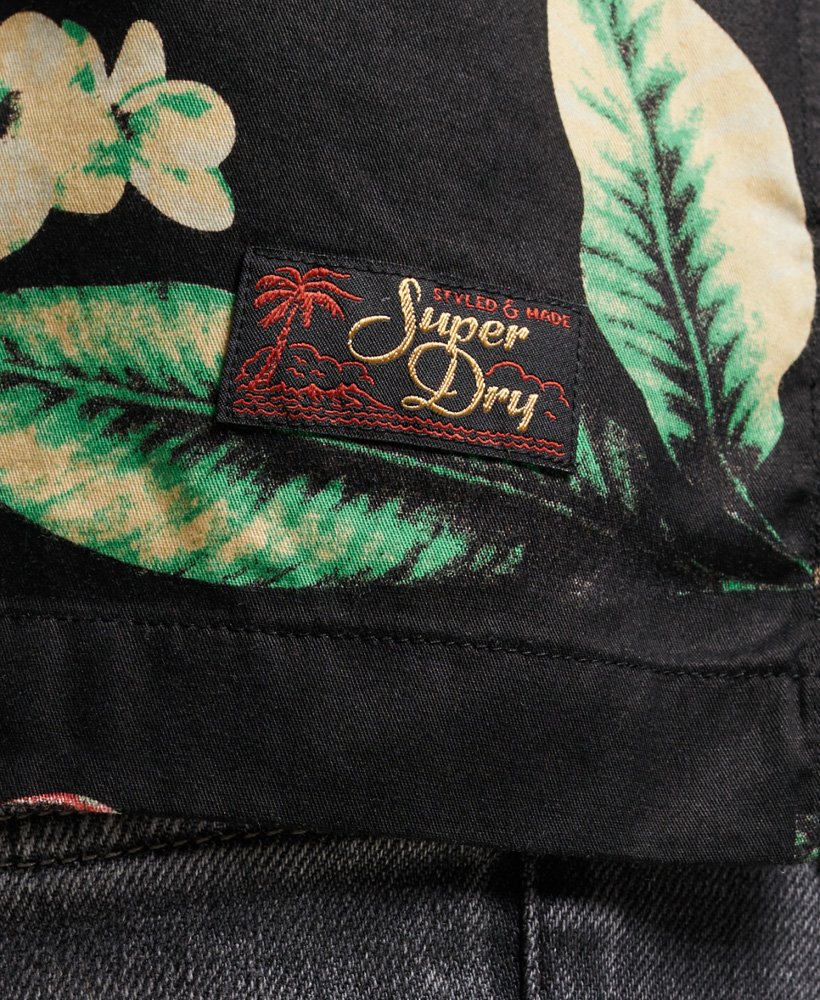 hawaiiaans shirt met korte mouwen in zwarte ananasprint