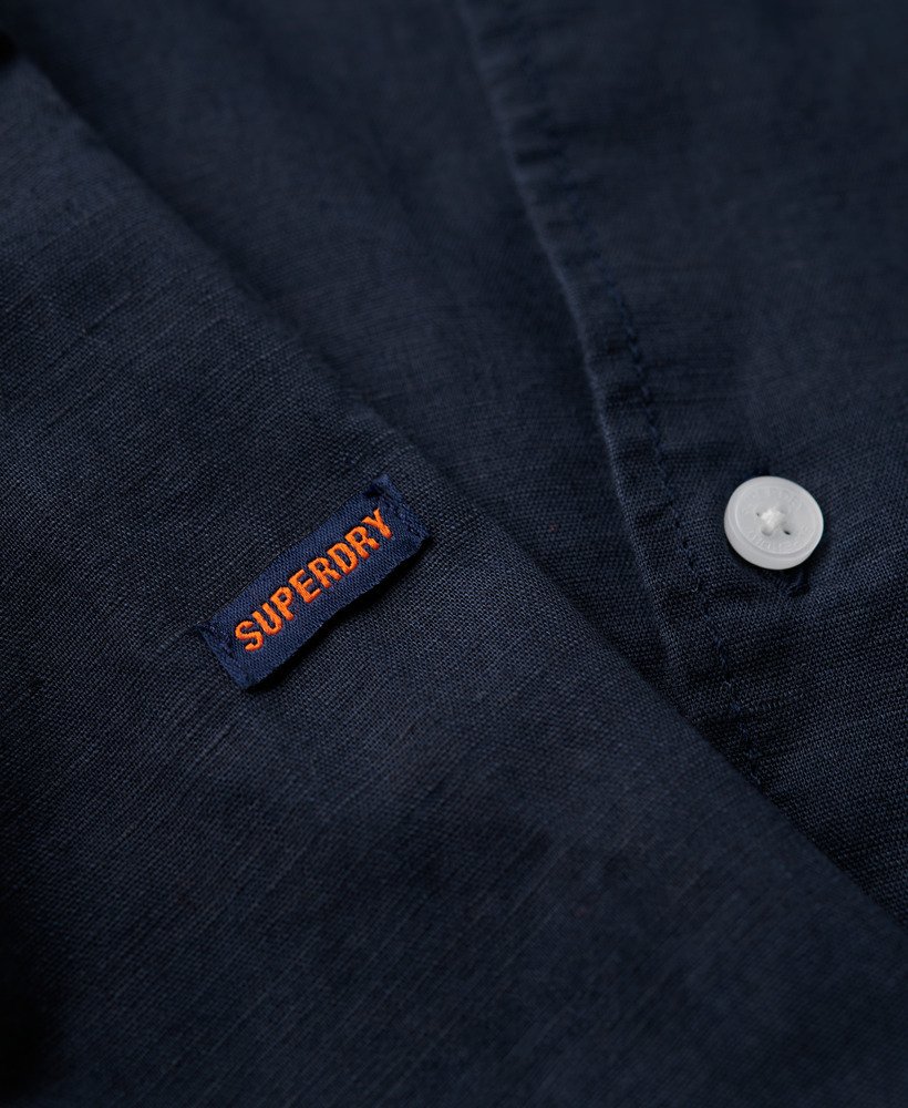 organic cotton studios linnen overhemd met knoopsluiting in eclipse navy