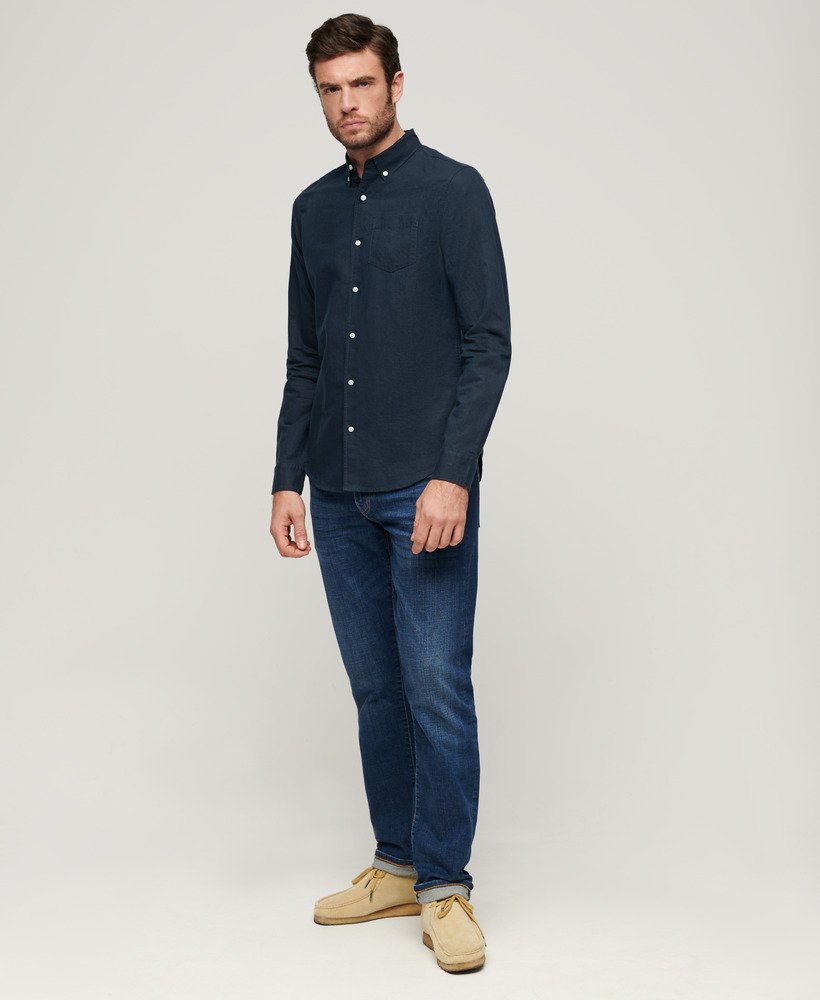 organic cotton studios linnen overhemd met knoopsluiting in eclipse navy