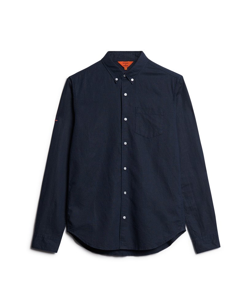 organic cotton studios linnen overhemd met knoopsluiting in eclipse navy