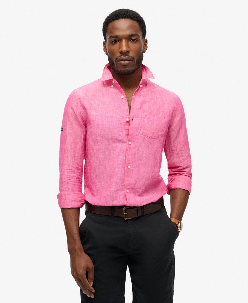 organic cotton studios linnen overhemd met knoopsluiting in vibe pink