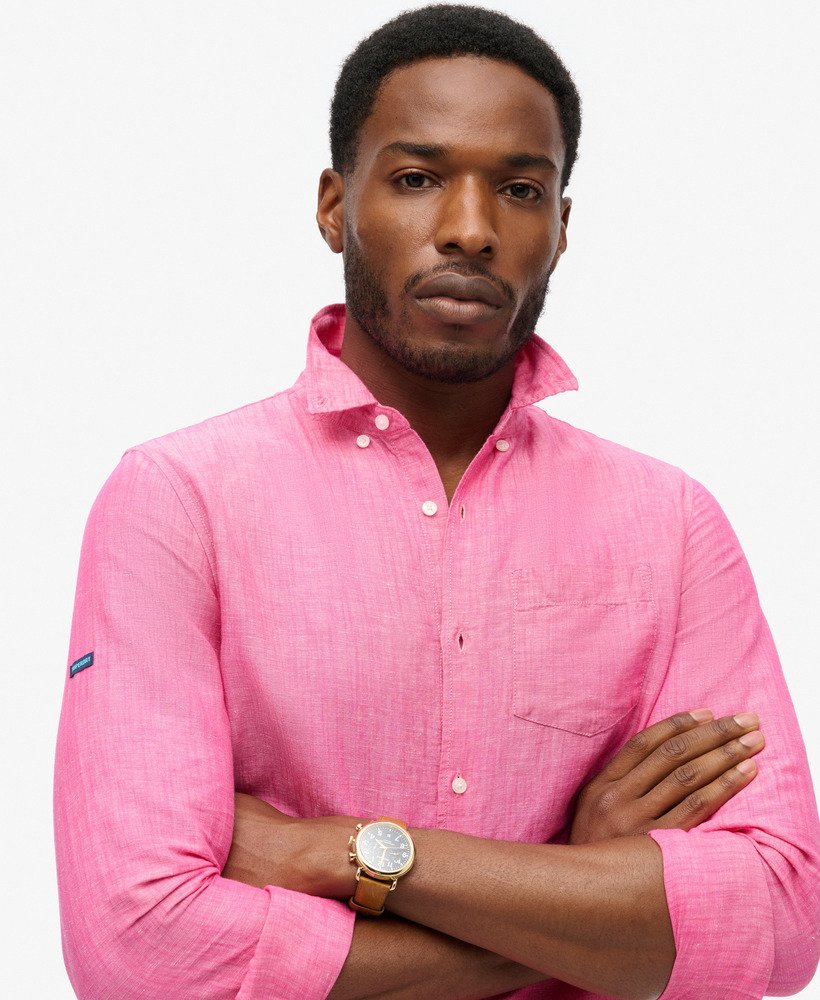 organic cotton studios linnen overhemd met knoopsluiting in vibe pink