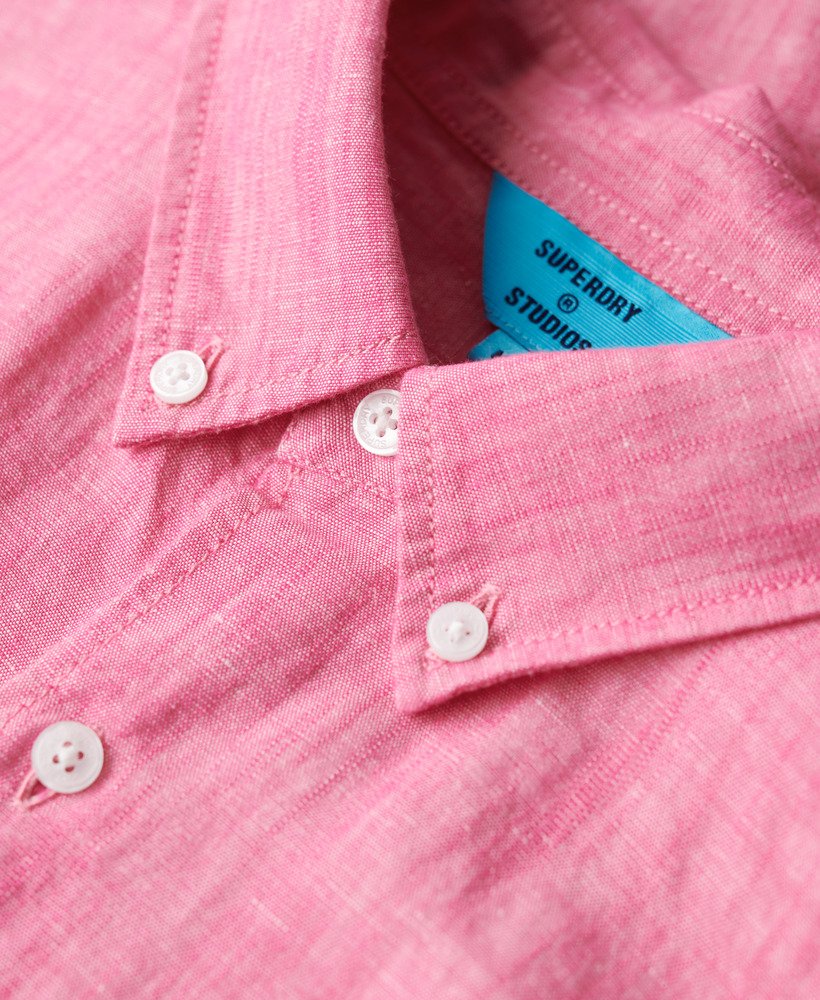 organic cotton studios linnen overhemd met knoopsluiting in vibe pink