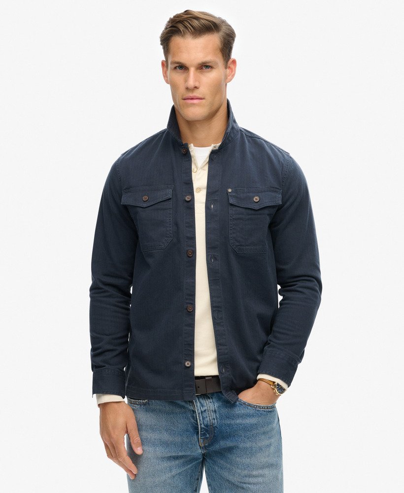 the merchant store - overhemd met visgraatmotief in eclipse navy